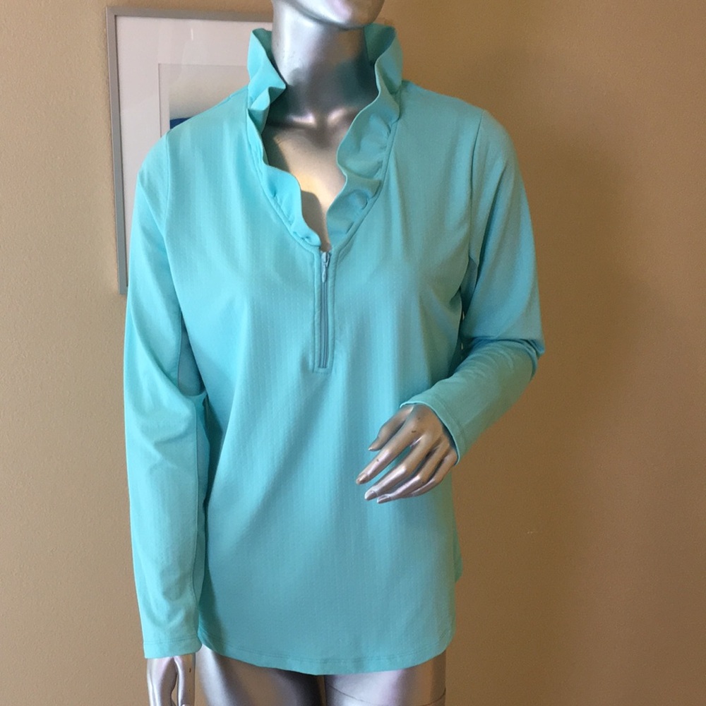 G LIFESTYLE GOLF BY GOTTEX Portrait Collar Zip Neck Shirt - UPF 50+, Long Sleeve